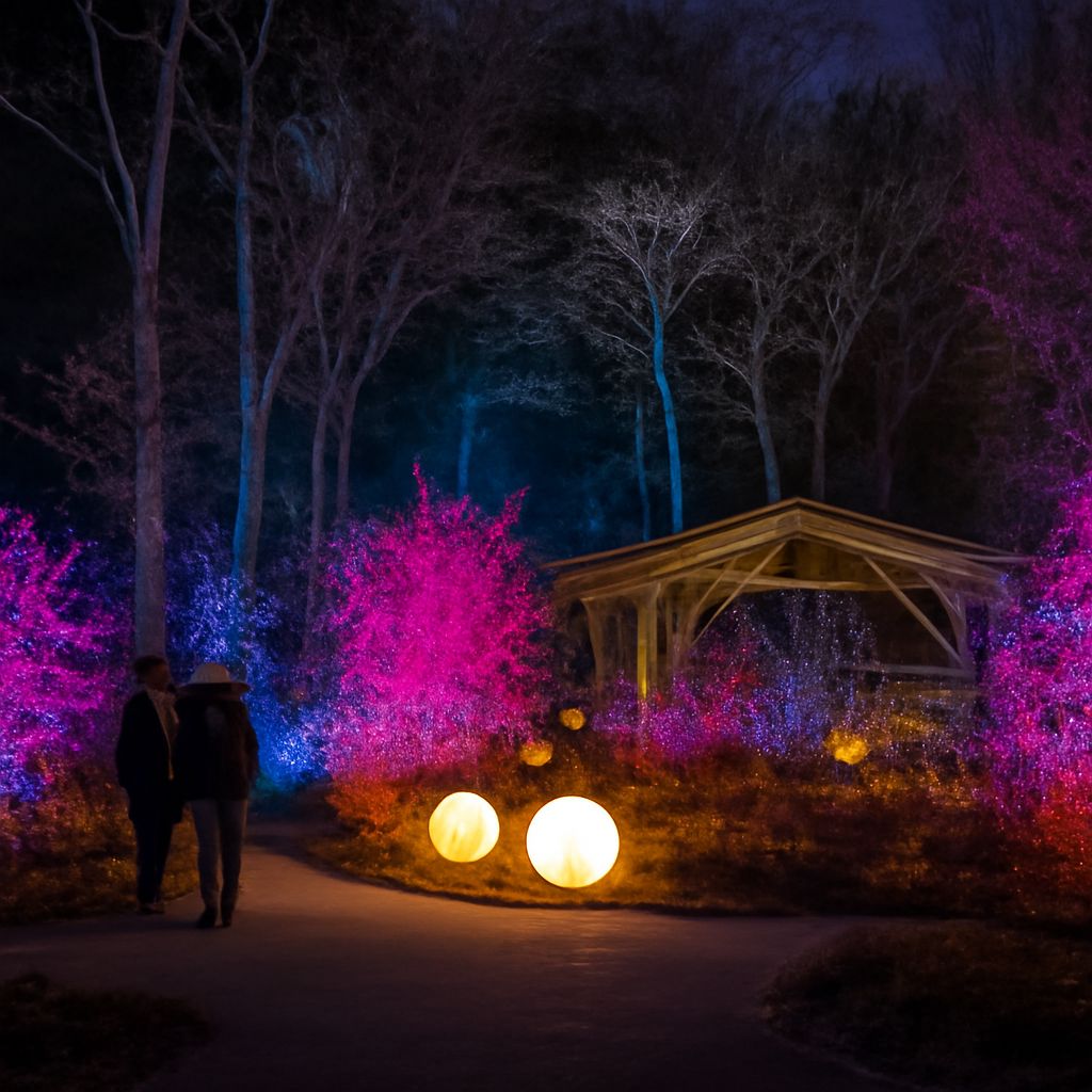 Botanical gardens christmas lights and light show